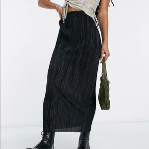 ASOS Plisse Column Black Midi Skirt | Size 6